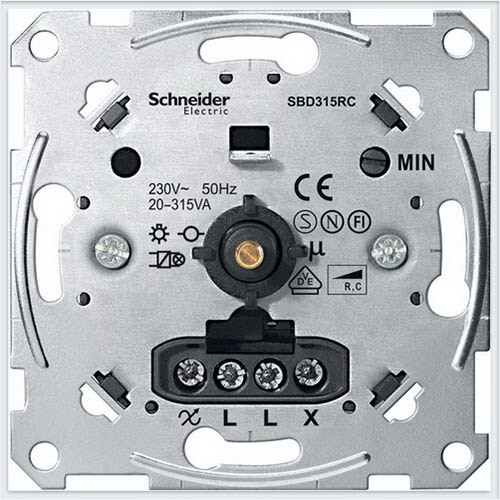 Schneider Electric, Merten, Светорегулятор поворотный 20-315ВА для л/н и эл тр-ров