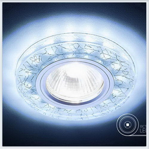 Светильник Ambrella с подсветкой белый серебро MR16 3W LED COLD S226 W/CH/C