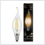 Лампа светодиодная свеча на ветру E14 7W 3000K gauss Филамент 104801107 - купить лампу