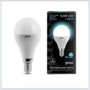 Лампа светодиодная шар E14 6.5W 4100K gauss 105101207 - купить лампу