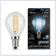 Лампа светодиодная шар E14 7W 4100K gauss Филамент 105801207 - купить лампу