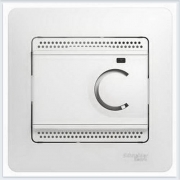 Термостат электронный теплого пола с датчиком, 10A (в сборе с рамкой) Glossa Белый GSL000138