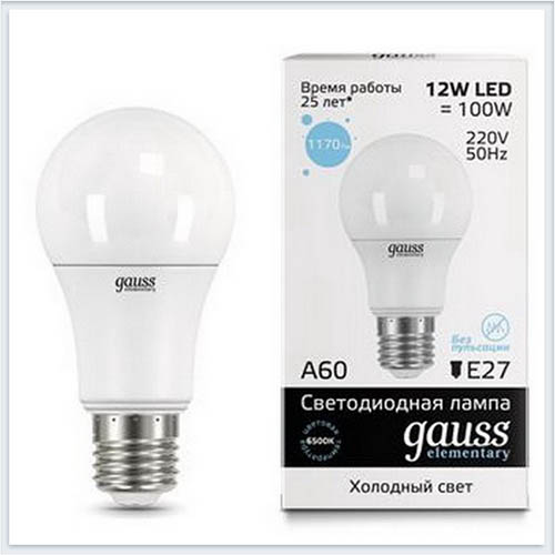 Лампа светодиодная 12W E27 6500K gauss Elementary 23232 - купить лампу