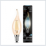Лампа светодиодная свеча на ветру E14 5W 4100K Golden gauss Филамент 104801805 - купить лампу