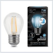 Лампа светодиодная Gauss Филамент Шар E27 7W 580lm 4100K step dimmable - купить лампу