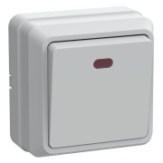 Выключатель 1-клавишный для открытой установки с индикацией 10А ОКТАВА белый IEK, EVO11-K01-10-DC
