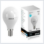 Лампа светодиодная шар 6W E14 4100K gauss Elementary 53126 - купить лампу
