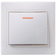 Выключатель 1-клавишный с индикацией 10А КВАРТА белый IEK, EVK11-K01-10-DM