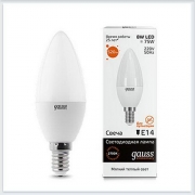 Лампа светодиодная свеча 8W E14 3000K gauss Elementary 33118 - купить лампу