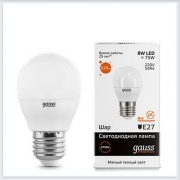 Лампа светодиодная шар 8W E27 3000K gauss Elementary 53218 - купить лампу